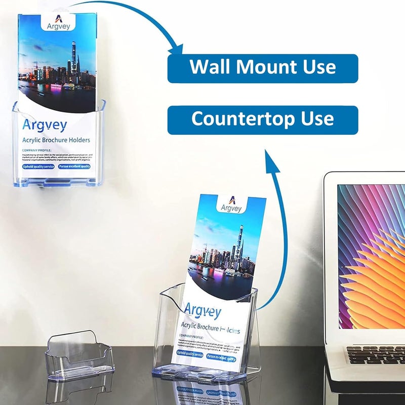 Argvey Acrylic Brochure Holder 4x9 Inch, Clear Pamphlet Holder Display Stand for Trifold 4 Inch Flyers, Booklets, Table Signs, Plastic Rack Card Holder for Office, Home, Store, 10 Pack - Image 4
